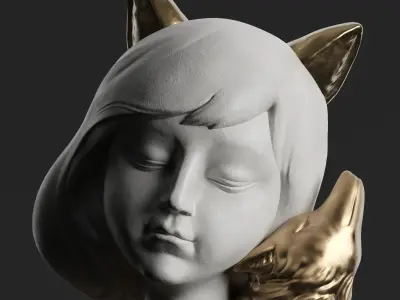 Girl and fox 3D model