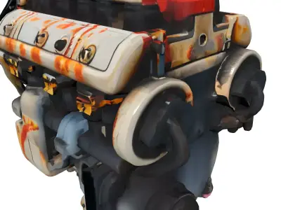 Weathered Industrial Engine Model Low-poly 3D model