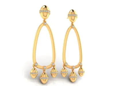 Tazzarine Diamond Earring Model 4 3D print model