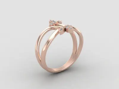 Minimal Flower diamond ring 149-MW 3D print model