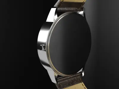 Classic watch with leather belt 3D model