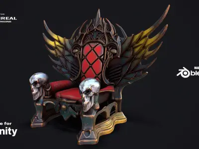 Fantasy Throne 7 game ready 3d model Low-poly 3D model