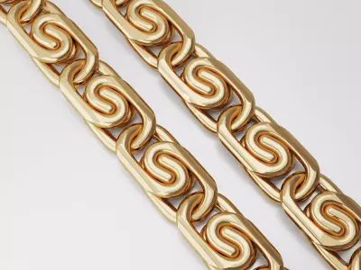 Necklace S two gold chain links 3D print model