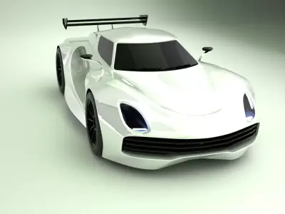 High Performance White Sports Car 3D Model  Blender Shaded 3D model