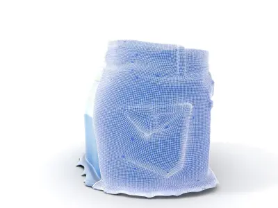 Denim Shorts Model Pack with PBR Textures Low-poly 3D model