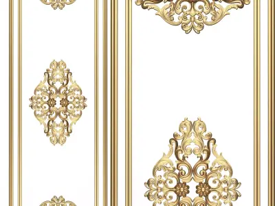 Boiserie Carved Decoration Panel 04 Low-poly 3D model