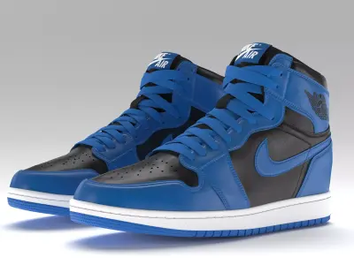 Jordan 1 Retro High Blue and Black  PBR Low-poly 3D model