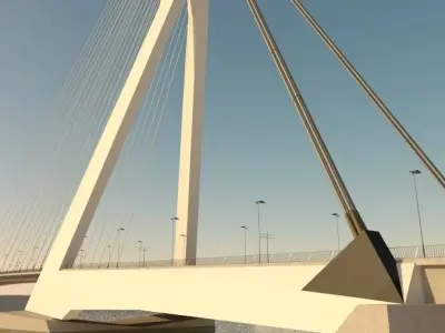 Cable-stayed bridge 3D model