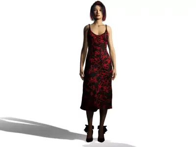 Elegant Evening Woman Realistic Female Character 3D Model 3D model