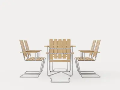 B25 dining set Low-poly 3D model