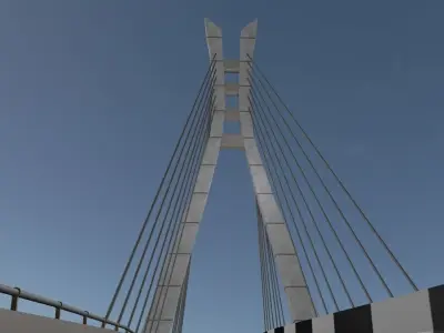 Suspension bridge high detail  3D model