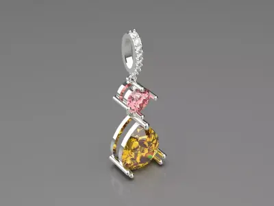White Gold and Gemstone STL Pendant jp0293 3D print model