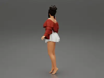 sexy girl posing in fashion shirt and mini skirt 3D print model