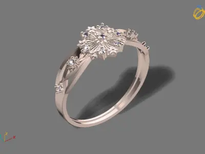 Womens Diamond Signet Ring Women Rings 3dmodels 3D print model 3D print model 22