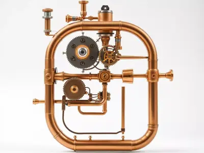 Copper Steampunk Mechanism model pack Low-poly 3D model
