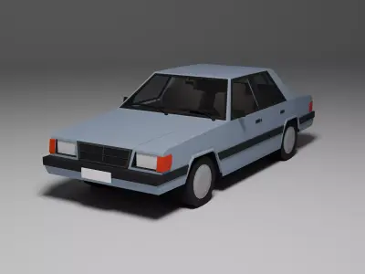 Low Poly 1980s Compact Sedan 3D Model Car15 Low-poly 3D model