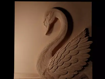 Swan CNC 3d Print High Relief Sand Casting 3D print model