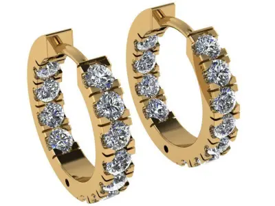 Diamond Hoop Earring 0269 3D print model