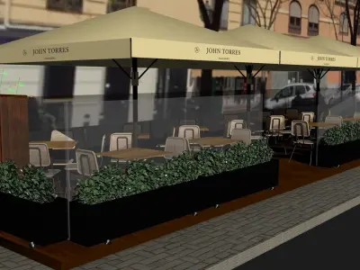 Coffee shop terrace 3D model