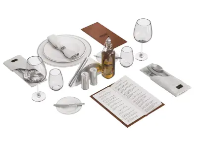 Restaurant table decorative set 3D model