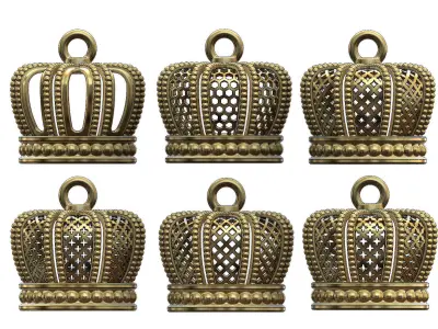 Crown shaped pendants and charms 3D print model