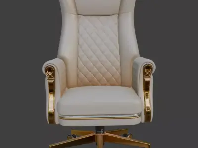 Luxury Cream and Gold Executive Office Chair 3D model