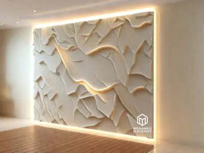modern panel wall decor set wall relief mural CNC 86 3D model