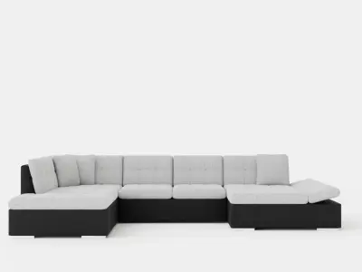 Zumar U Bed Sofa Divan With Storage Right Black Light Low-poly 3D model