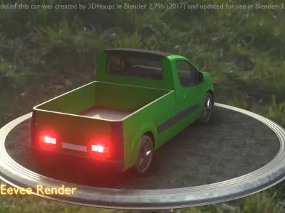 City Car 52 Utility Vehicles Van Pickup 1500 Type-D Green Low-poly 3D model