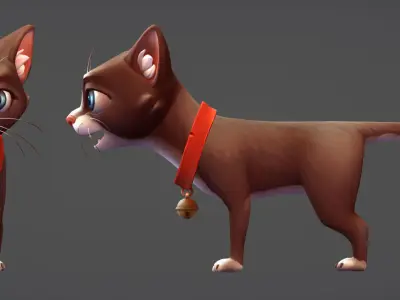 Cats Cartoon Low-poly 3D model
