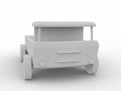 Wooden Retro Toy Truck in Dust 3D model