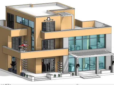 Residential Villa Revit Project  Low-poly 3D model