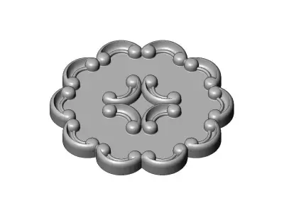 Round eternity carved corners scroll arc frame rosette relief 3D print model