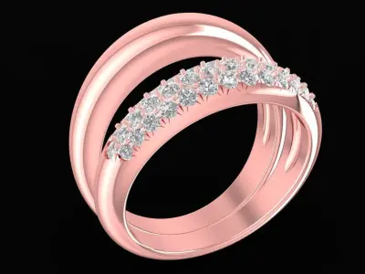 Twisted Diamond Band Ring 3D Model  2456 3D print model
