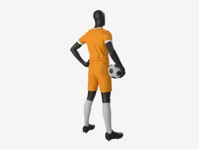 Male Mannequin in Soccer Uniform with Ball 01 3D model