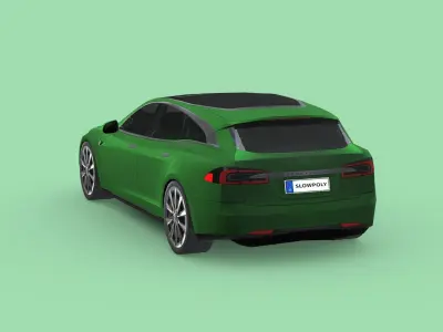 Tesla Model S Shooting Brake 2019 Low-poly 3D model