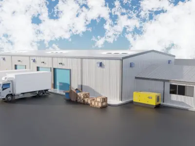 Warehouse industrial building Low-poly 3D model