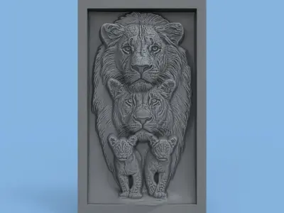 lion family cnc  3D print model