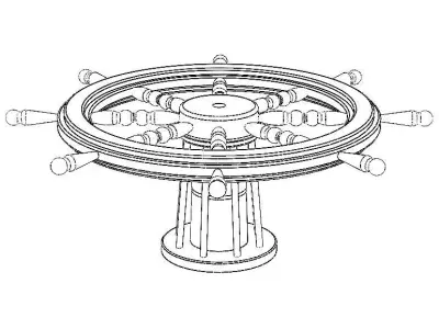 Wooden Ship Wheel Table 3D model