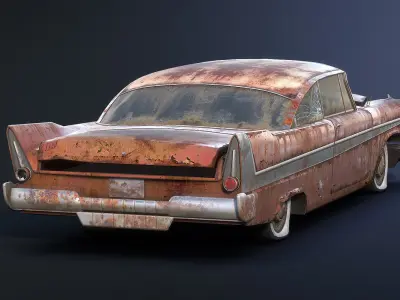 Plymouth Fury 1958 Rusty Low-poly 3D model