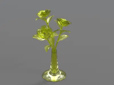 Glass Flower Showpiece Yellow 3D model