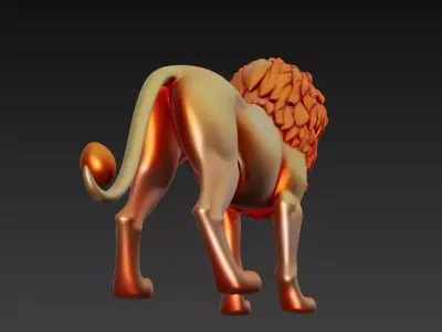 Golden Majesty Lion - Regal Sculpture 3D Model 3D print model