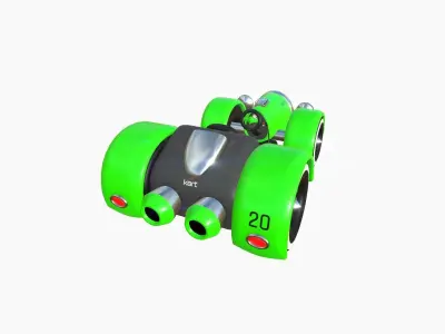 Cartoon Kart E04 Green - Vehicle Racing Design Low-poly 3D model