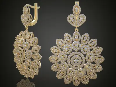 Earring 3D model 3D printable model 0054-10 Free 3D print model