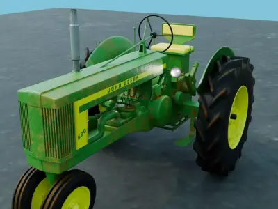 Old John Deere 520 Tractor 3D model
