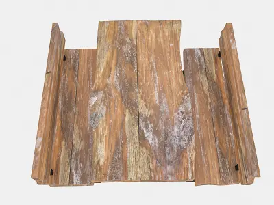 natural wood table  chair Low-poly 3D model