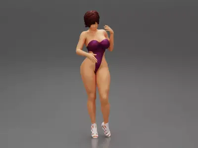 Young sexy Girl Wearing a sexy Monokini 3D print model