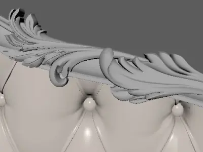 headboard ornate gold 3D model