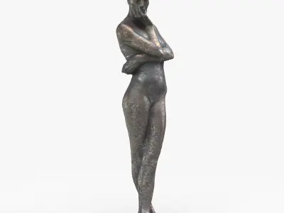 Bronze Woman Swimmer Sculpture Low-poly 3D model