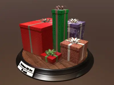 Christmas Gift Box Pack1 Low-poly 3D model